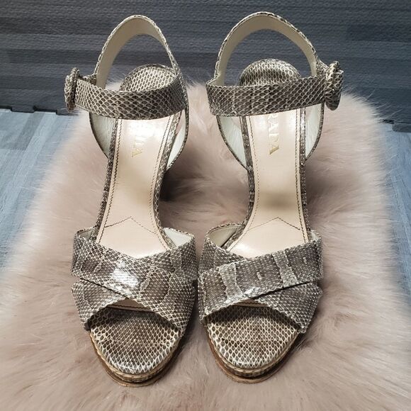 Prada Crisscross Snakeskin Sandal - Picture 2 of 6